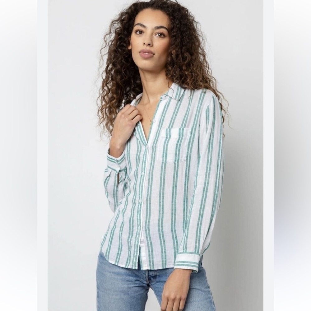 Rails Charli Button Down Shirt Cordova Stripe Gre… - image 3